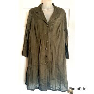 CAbi Got You Covered Jacket style # 341 Olive Green shirt dress
